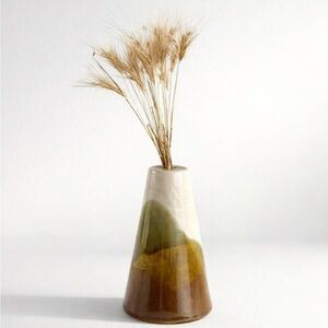 BEAUTIFUL HANDMADE STUDIO POTTERY‎ DRIED FLOWER VASE NEUTRAL COLOURS GLAZING